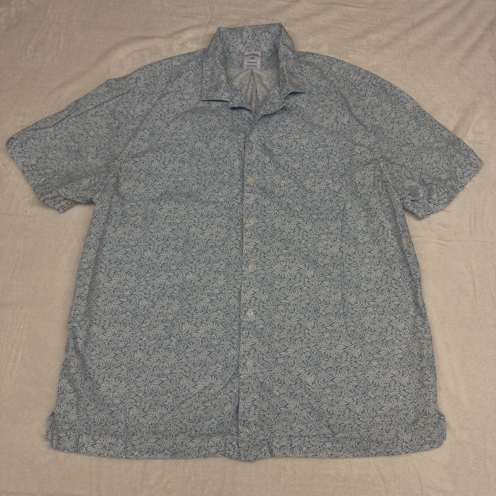 Brooks Brothers Shirt Mens Large Floral Hawaiian Short Sleeve Button Down Casual